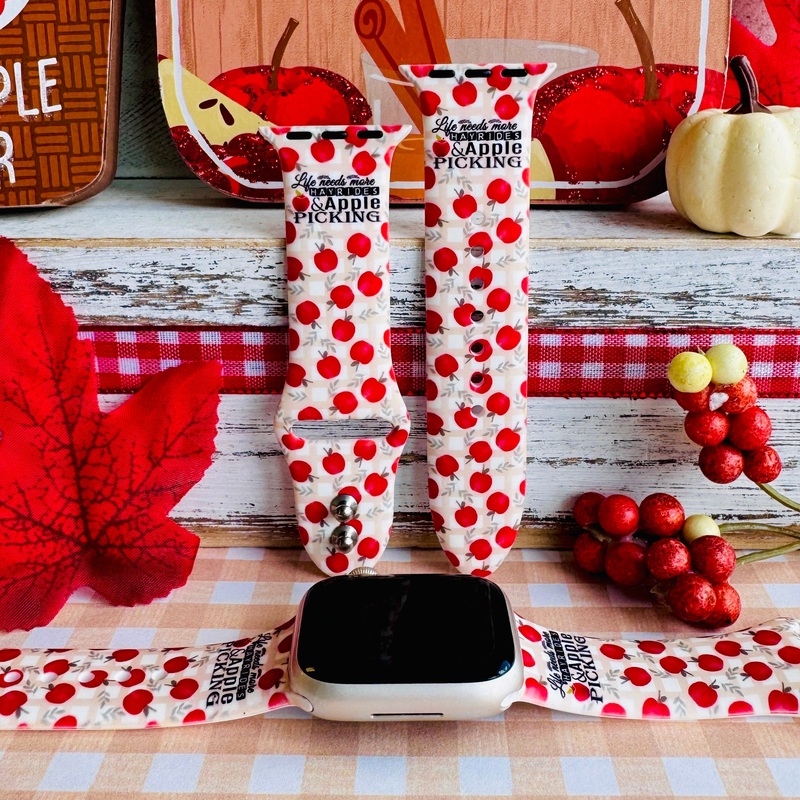 Autumn Apples Print Silicone Band For Apple Watch