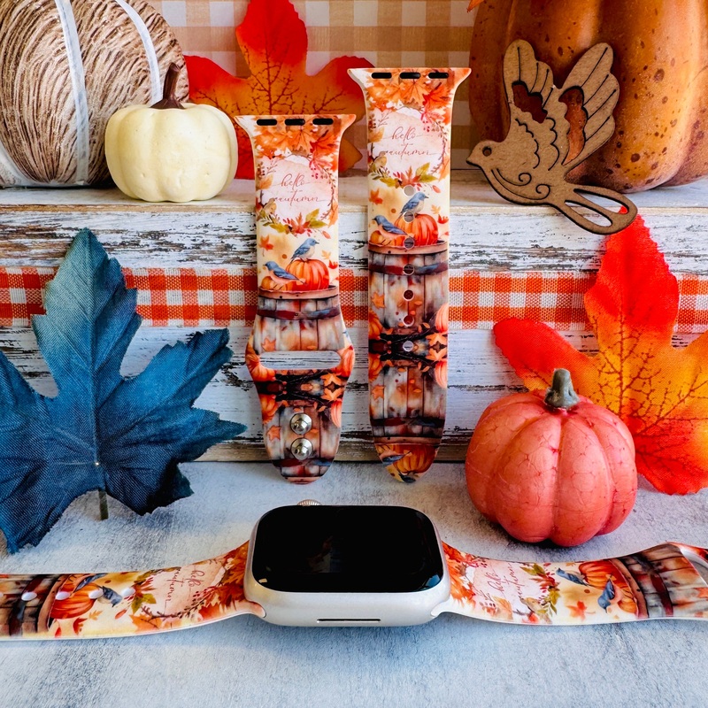 Autumn Nesting Print Silicone Band For Apple Watch