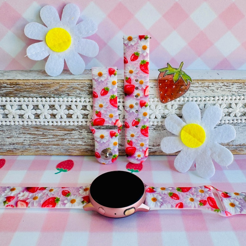 Berry Cute Blooms Print Silicone Band For Samsung Watch