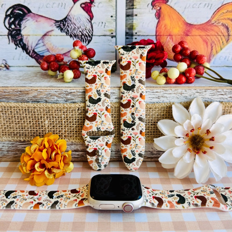 Cluckin’ Cute Print Silicone Band For Apple Watch