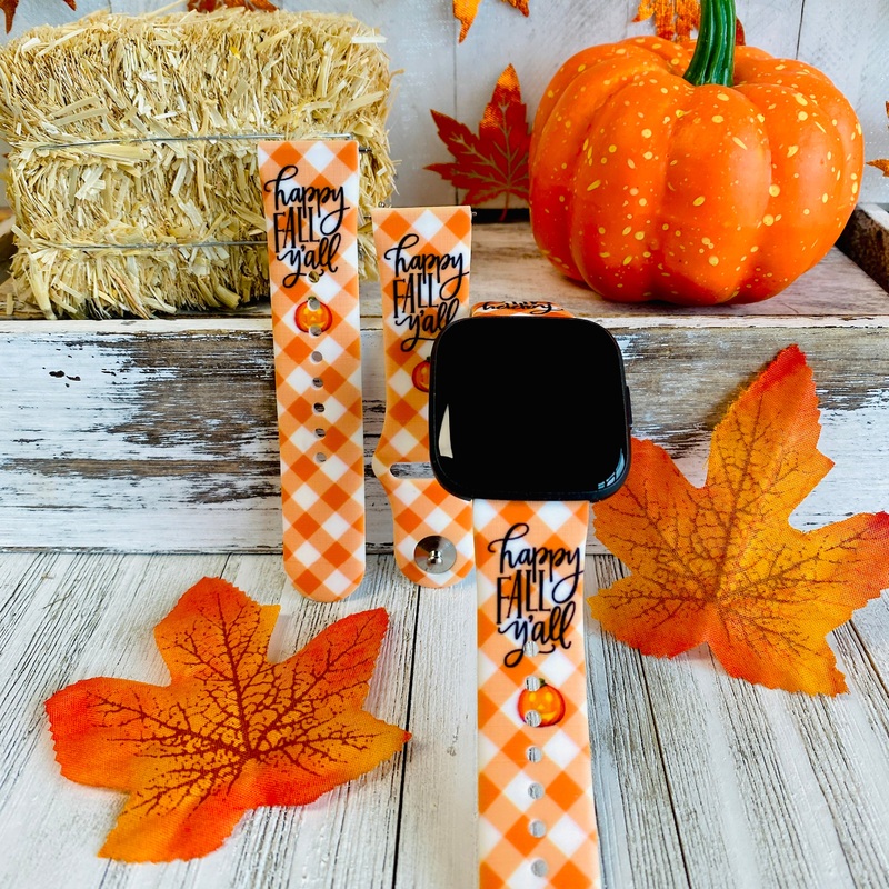 Happy Fall Y’all Print Silicone Band For Fitbit Versa 1/2