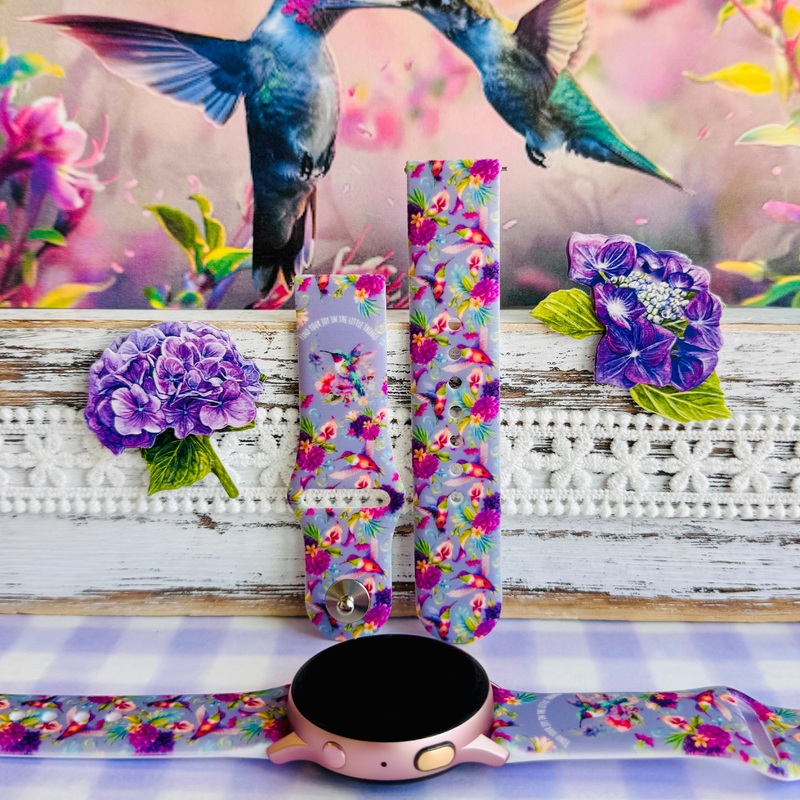 Hummingbird Bliss Print Silicone Band For Samsung Watch