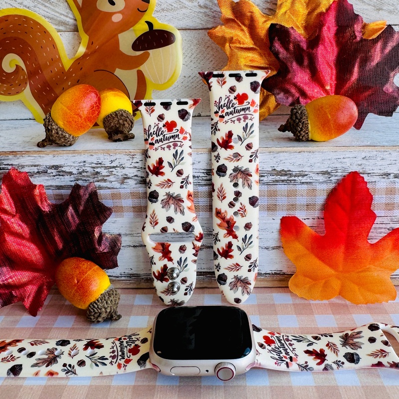 Nutty For Fall Print Silicone Band For Apple Watch
