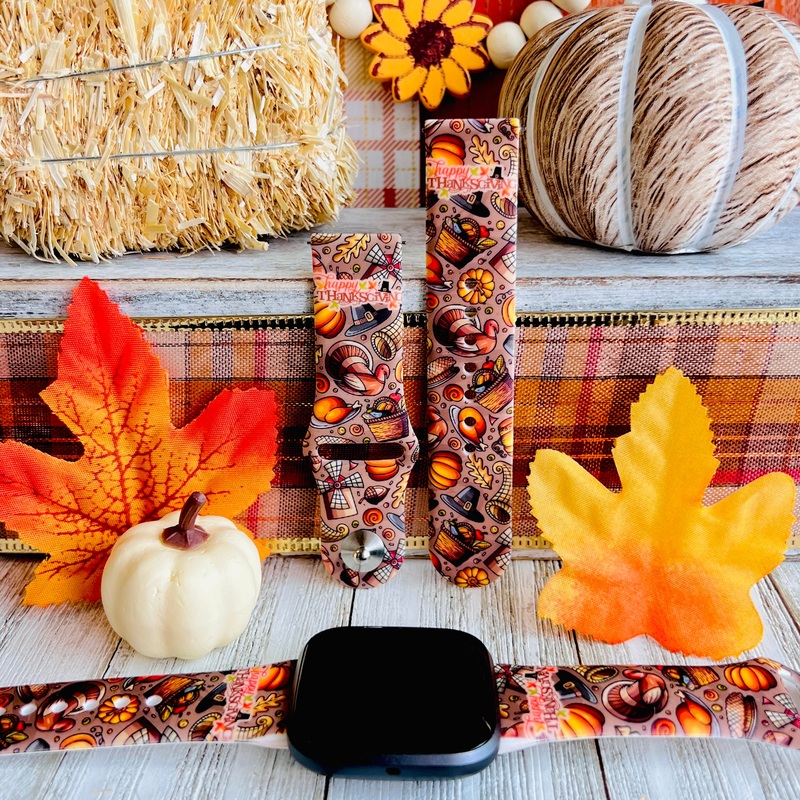 Thanksgiving Harvest Print Silicone Band For Fitbit Versa 1/2