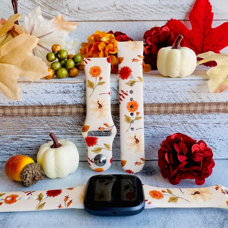 Fall Floral Bliss Print Silicone Band For Fitbit Versa 1/2