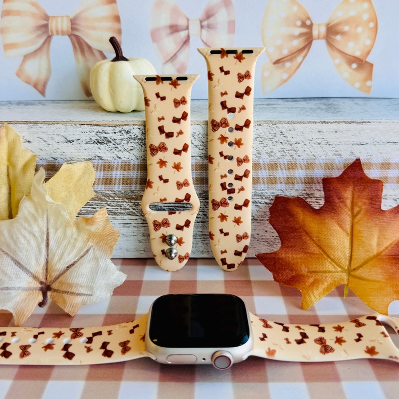 Falling For Bows Print Silicone Band For Apple Watch