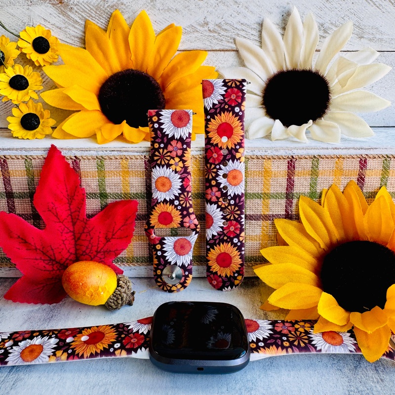 Harvest Sunflowers Print Silicone Band For Fitbit Versa 1/2