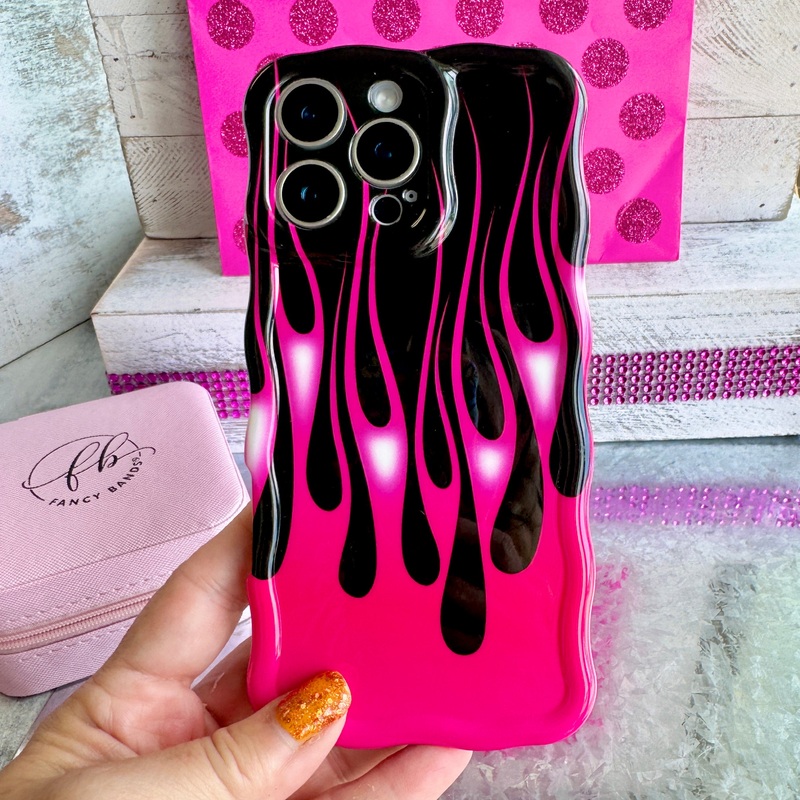 Hot Rod Pink Flame Wavy Luxe MagSafe Case for iPhone