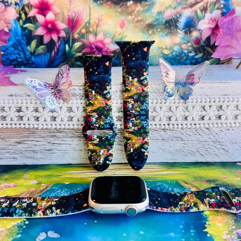 Mystic Garden Print Silicone Band For Apple Watch