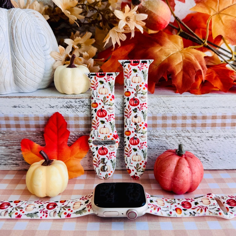 Pumpkin Bouquet Print Silicone Band For Apple Watch