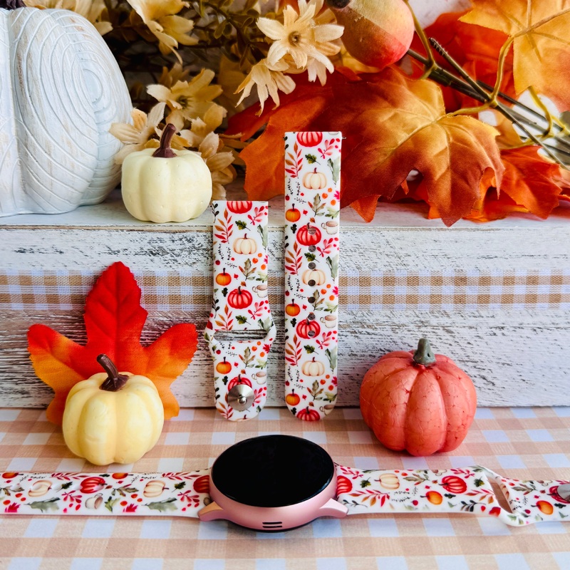 Pumpkin Bouquet Print Silicone Band For Samsung Watch