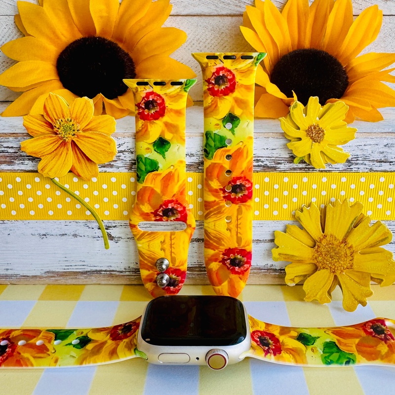 Sunshine Petals Print Silicone Band For Apple Watch