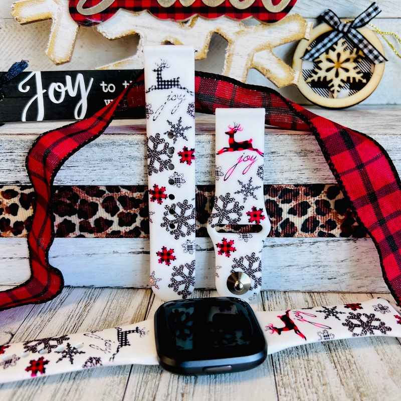 Deer Joy Print Silicone Band For Fitbit Versa 1/2 Two Colors Available Black