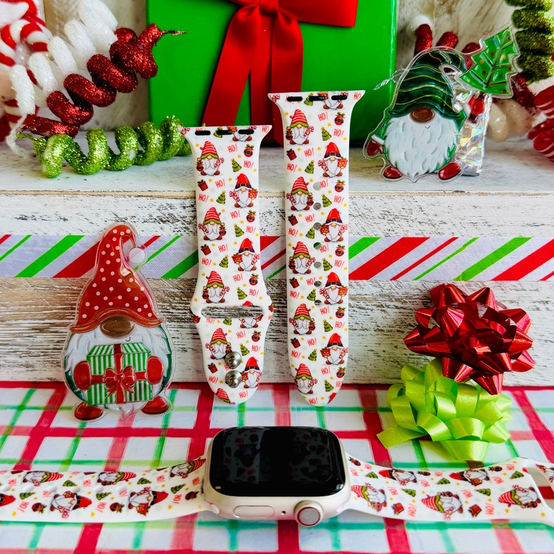 Ho Ho Gnome Print Silicone Band For Apple Watch