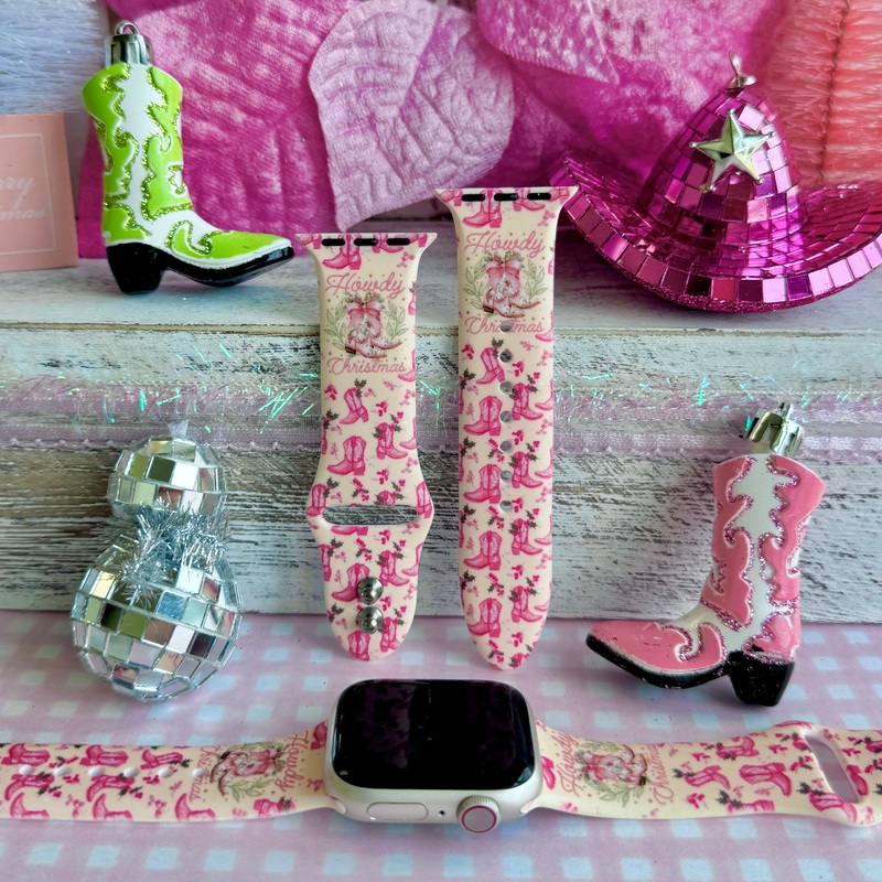 Howdy Holidays Print Silicone Band For Apple Watch