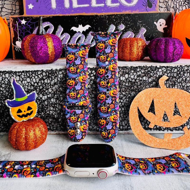 Jack-O-Lantern Jive Print Silicone Band For Apple Watch