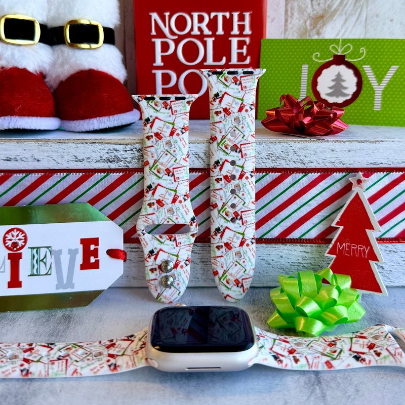 Letters To Santa Print Silicone Band For Apple Watch