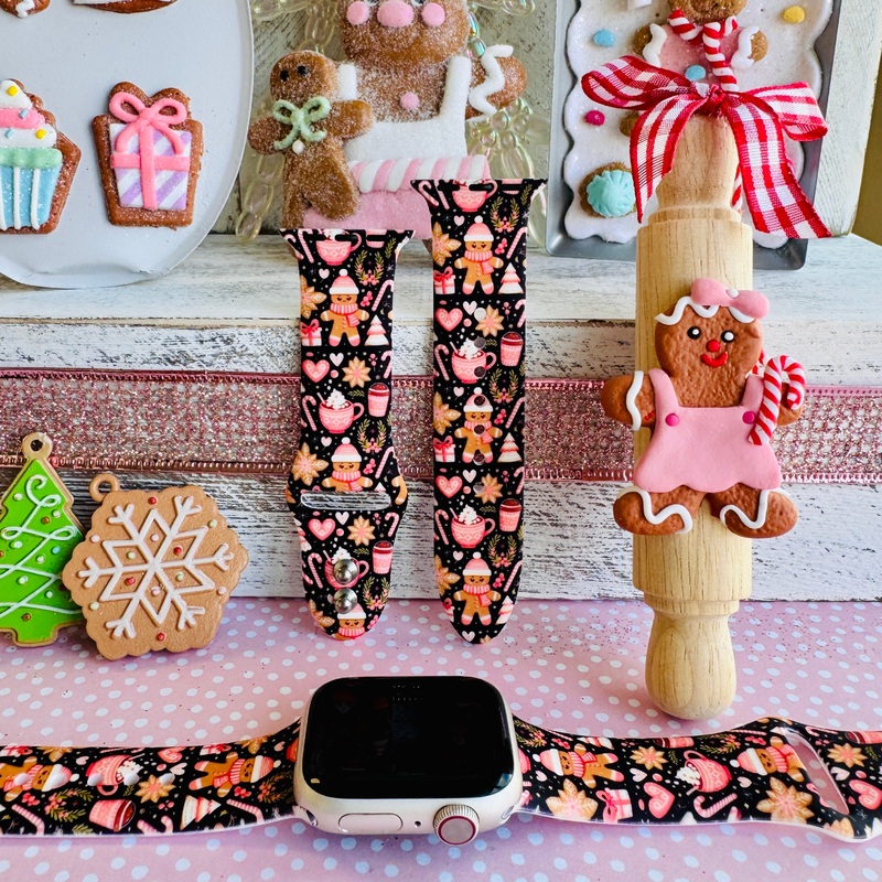 Merry Mugs & Ginger Hugs Print Silicone Band For Apple Watch