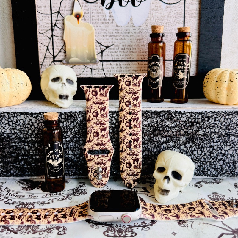 Vintage Haunt Print Silicone Band For Apple Watch