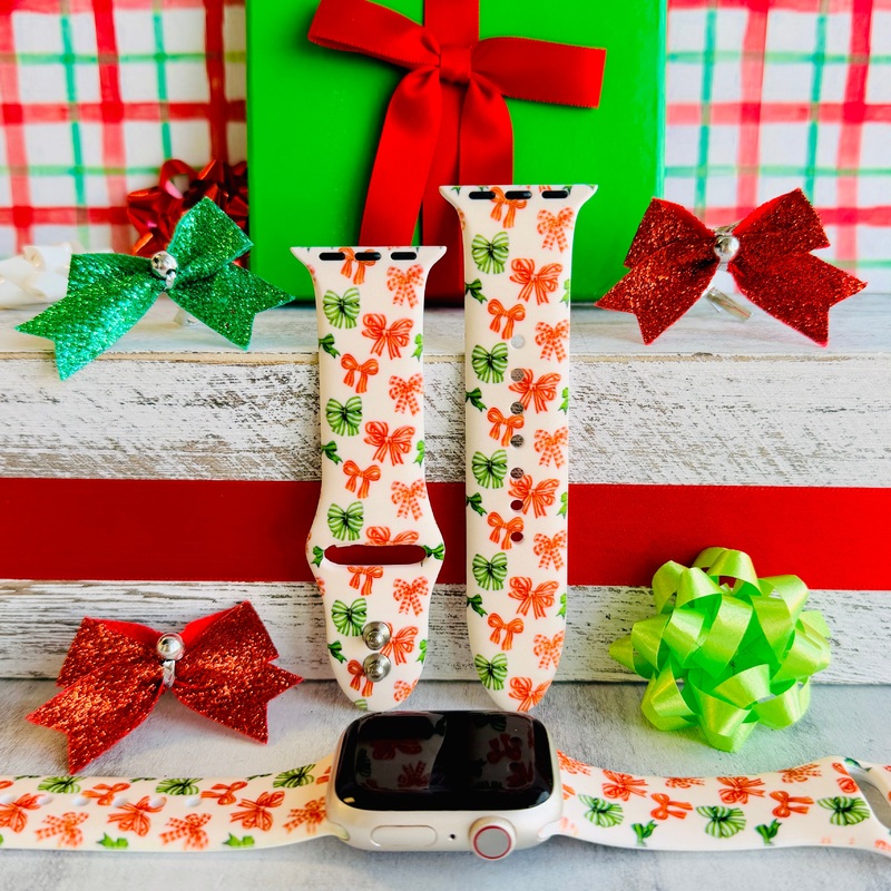 Jingle Bows Print Silicone Band For Apple Watch