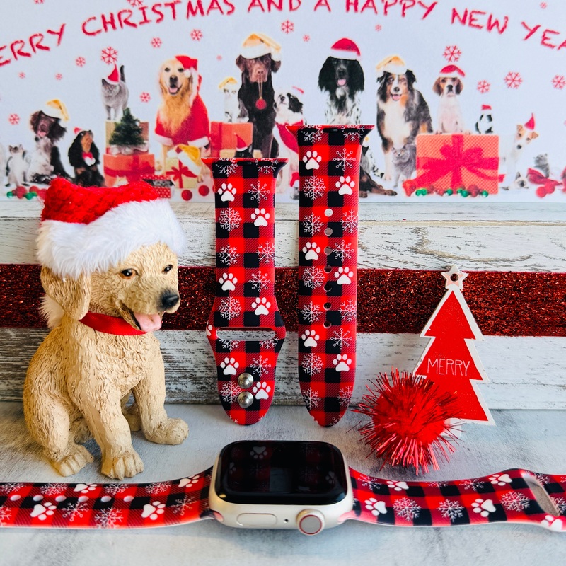 Pawliday Plaid Print Silicone Band For Apple Watch