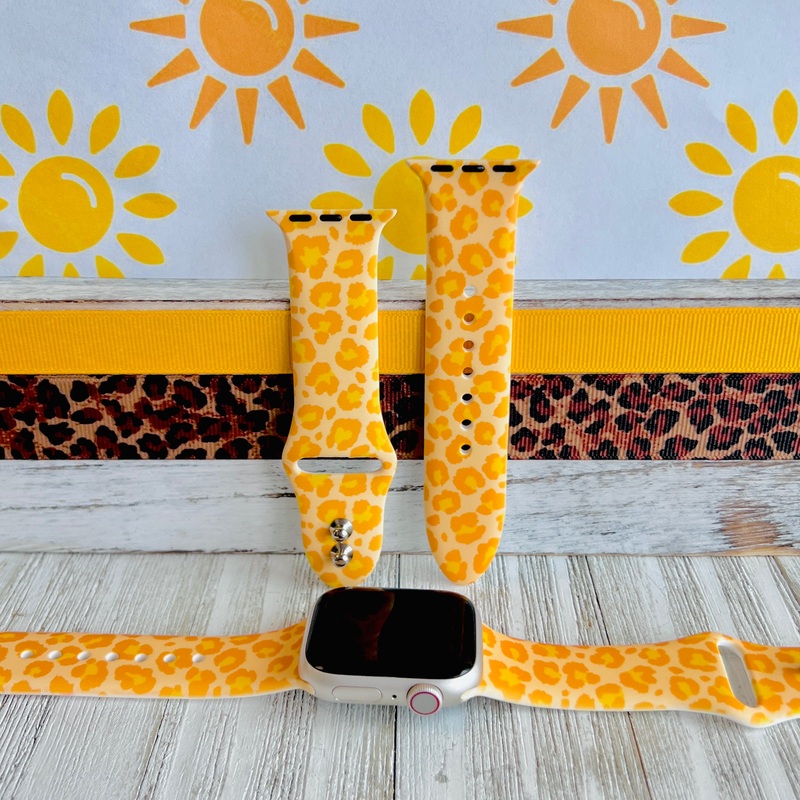 Sunshine Leopard Print Silicone Band For Apple Watch