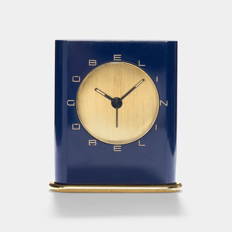 Gbelin Blue Enamel Desk Clock