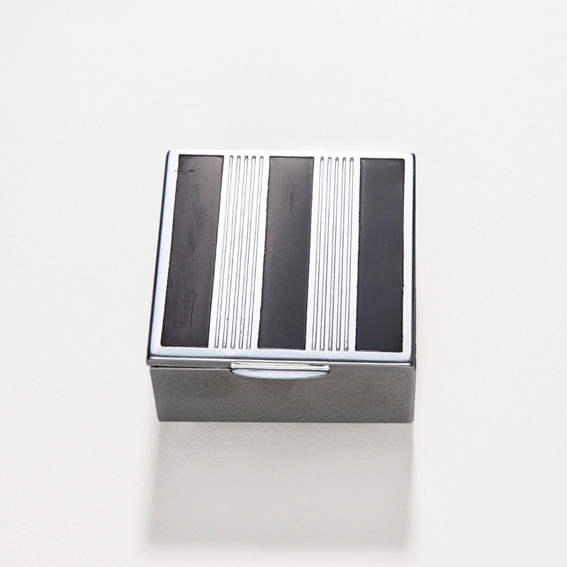 Vintage Art Deco Black Laquered Chrome and Wood Desk Box