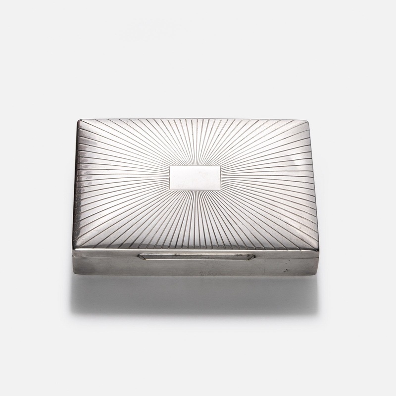 Vintage Art Deco Chrome and Wood Desk Box