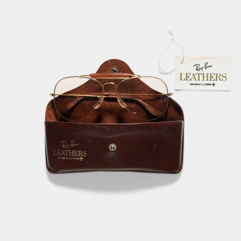 Vintage Ray Ban Aviator Leather Sunglasses