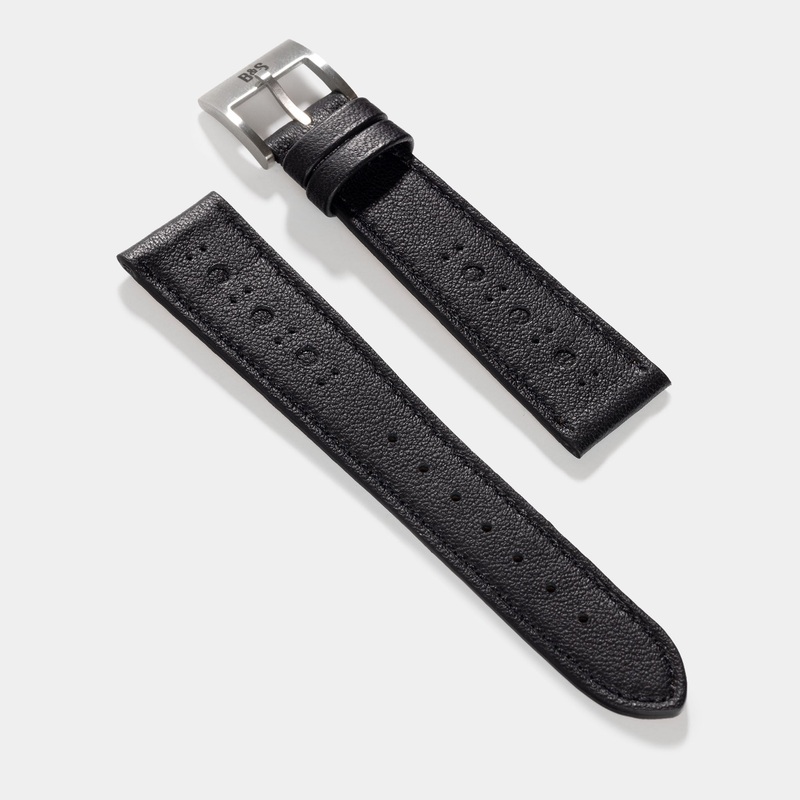 The Wall Street Black Brogue Leather Watch Strap  Jubilee Edition