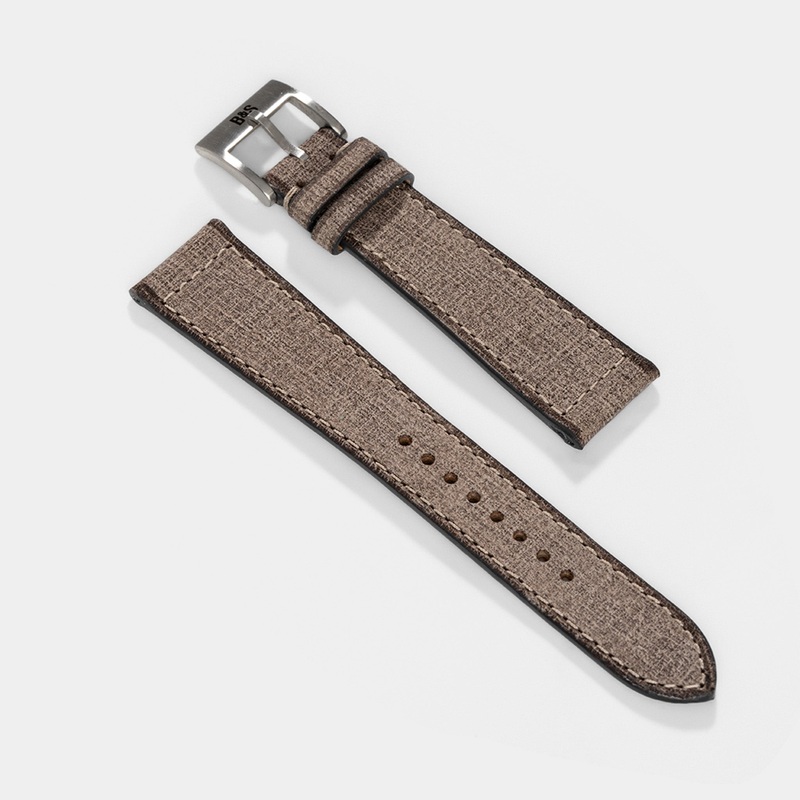 Linen Boxed Leather Watch Strap – Elegant Grey