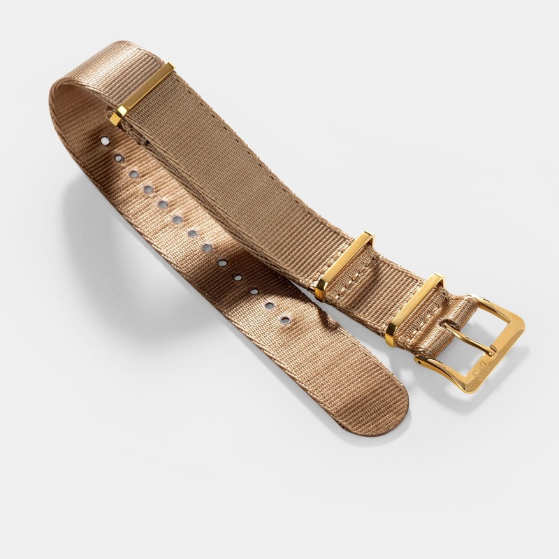 Deluxe Nylon Single Pass Watch Strap Coyote Brown – Gold