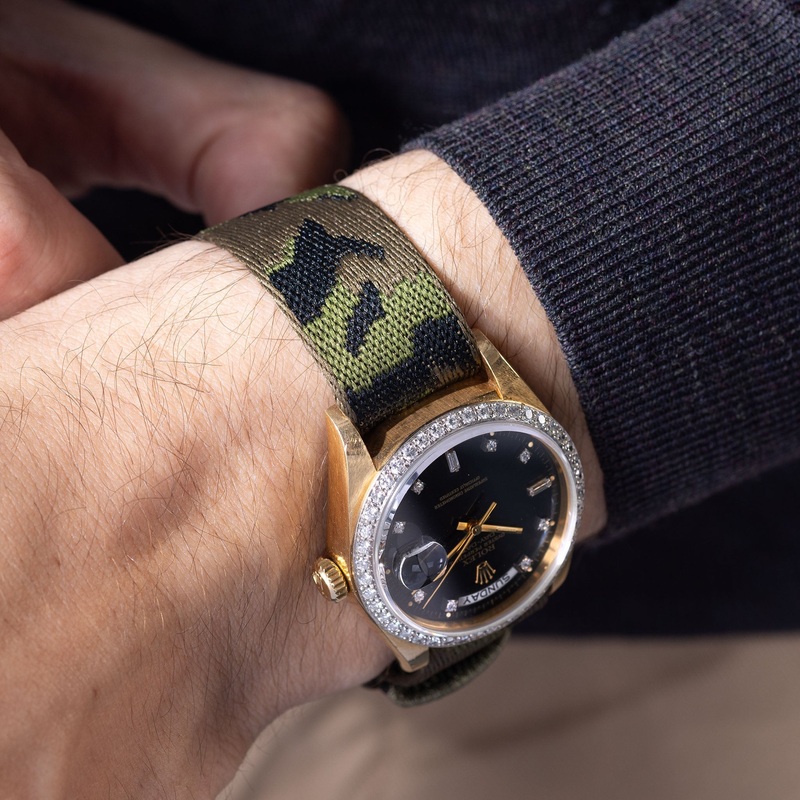 Single Pass Jungle Camo Jacquard Watch Strap