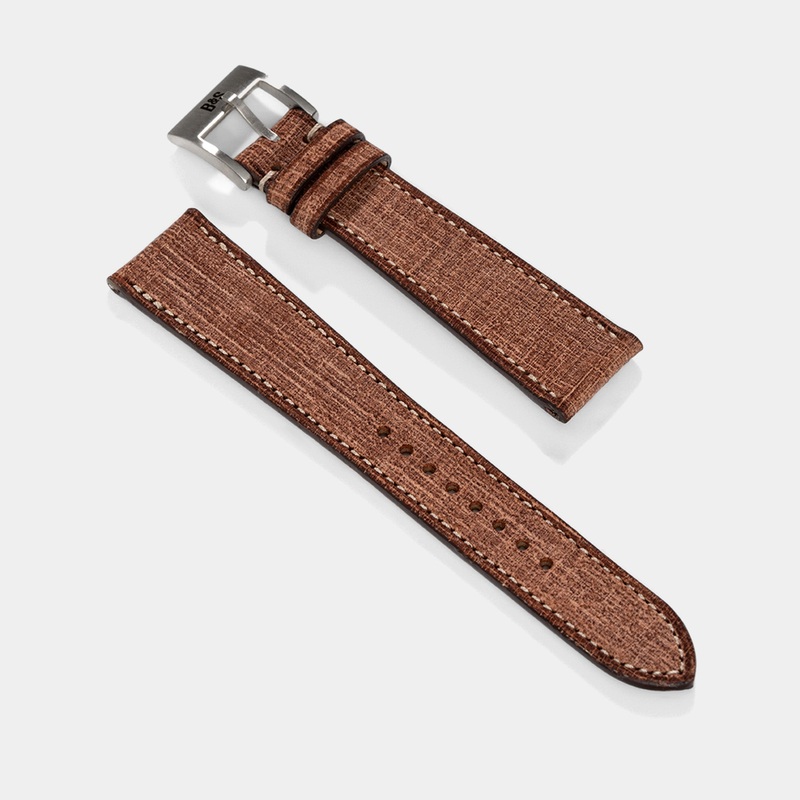Linen Leather Watch Strap – Deep Brown