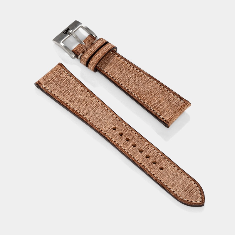 Linen Leather Watch Strap – Elegant Brown