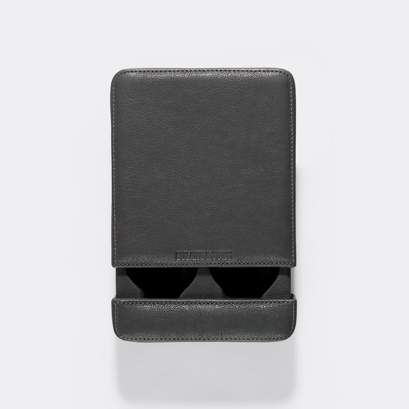 Washed Grey Leather 2 Watch Slider Box by JPM