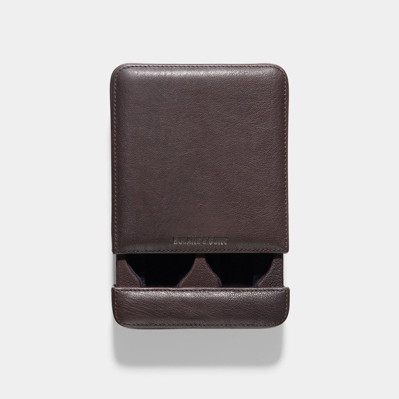 Dark Brown Leather 2 Watch Slider Box by JPM