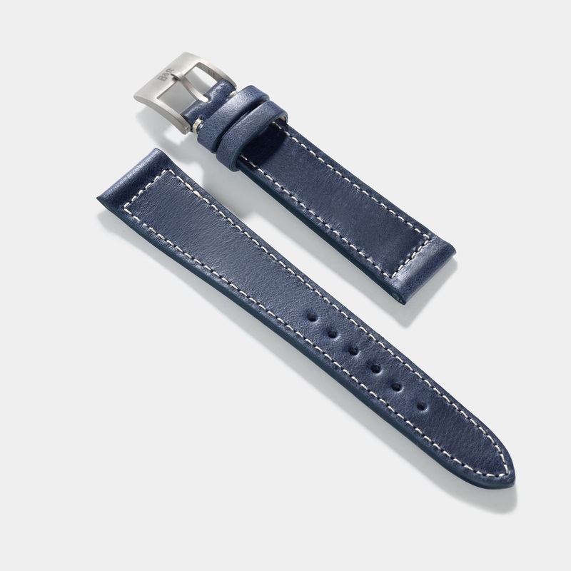 Siena Blue Boxed Stitch Leather Watch Strap – Jubilee Edition