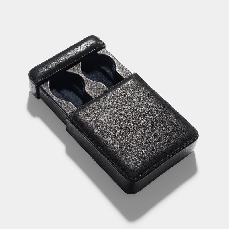 Black Leather 2 Watch Slider Box by JPM