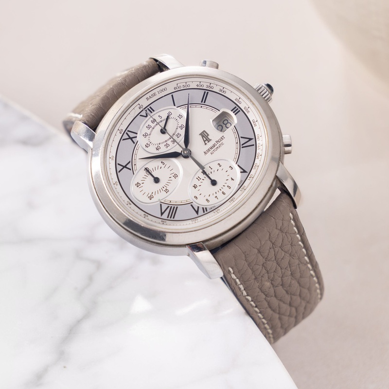 Audemars Piguet Millenary  Chronograph ref 25822ST two -tone silver dial with box