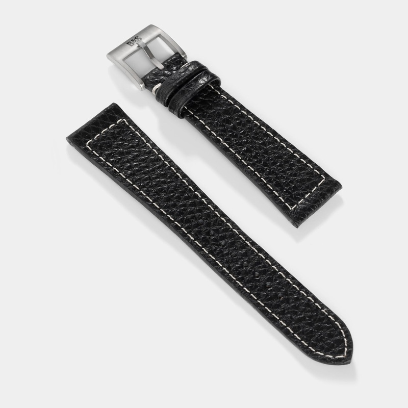 Grained Black Leather Watch Strap