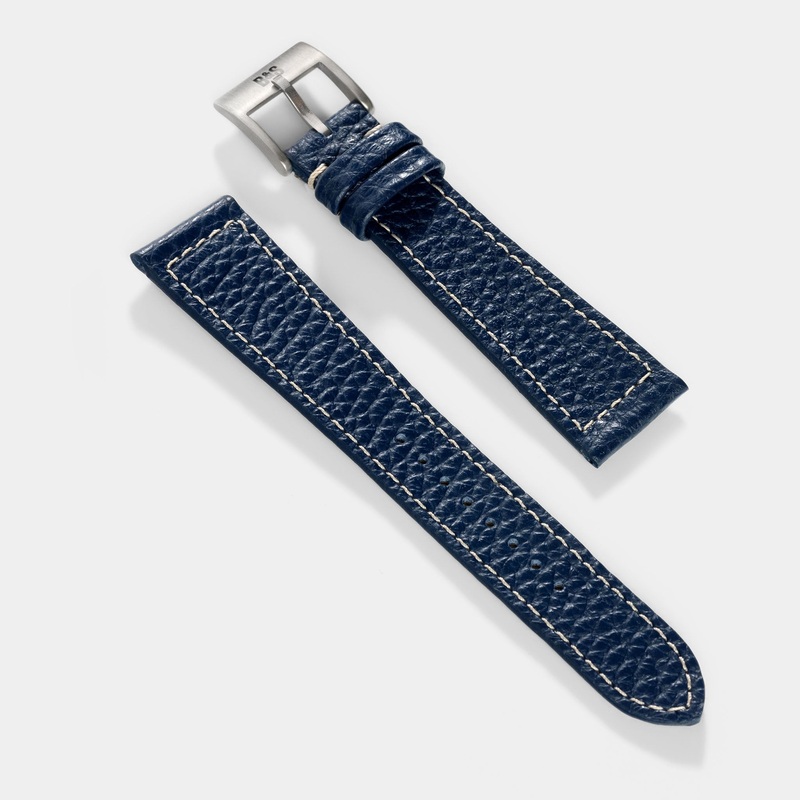 Grained Blue Leather Watch Strap