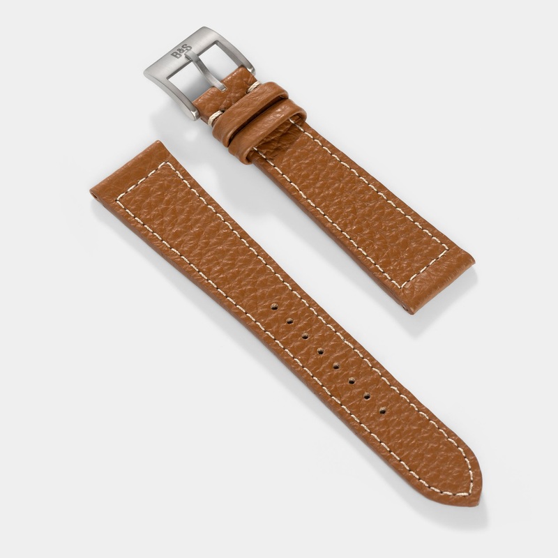 Grained Brown Leather Watch Strap