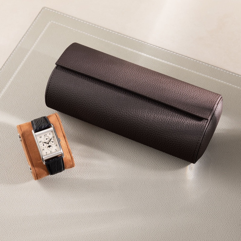 Oval 3 Watch Dark Brown Leather Watch Box