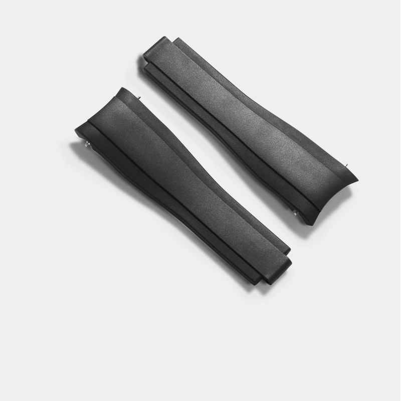 Everest Curved End Black Rubber Strap – ONLY For Modern Rolex With Deployant Clasp