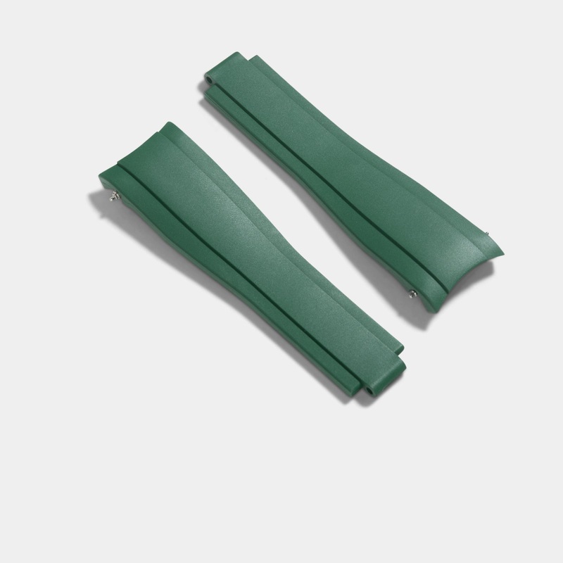 Everest Curved End Green Rubber Strap – ONLY For Modern Rolex With Deployant Clasp