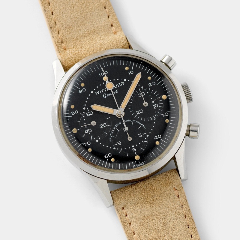 Wittnauer 242T Matte black Dial Steel Chronograph