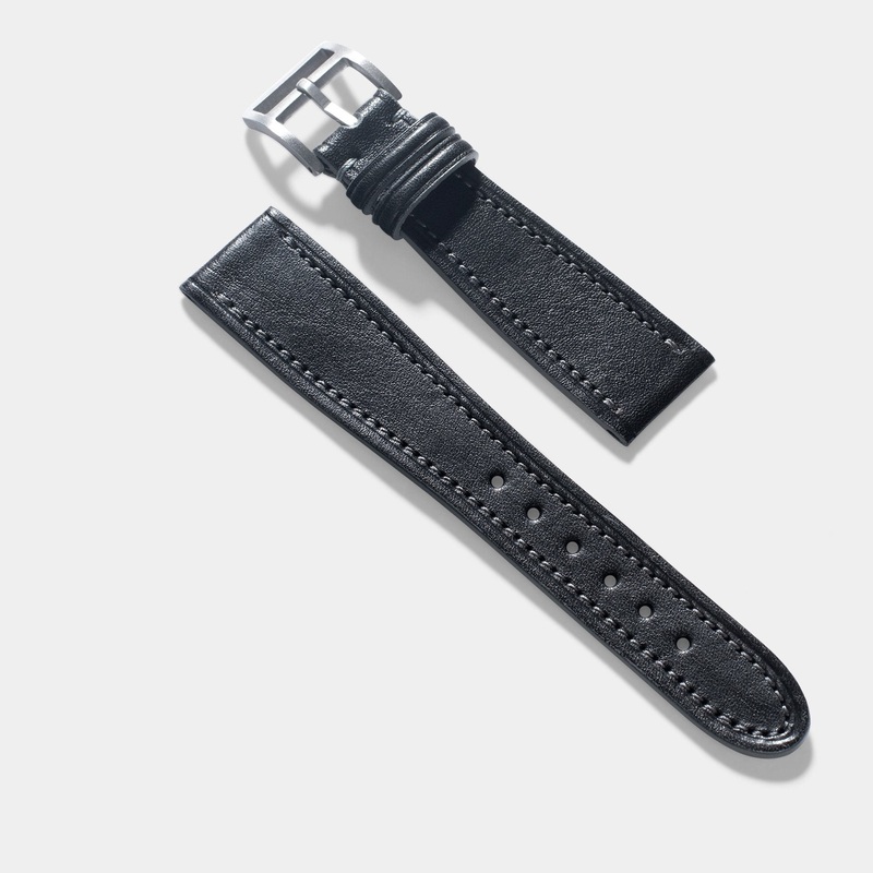 Caf Noir Black Leather Watch Strap