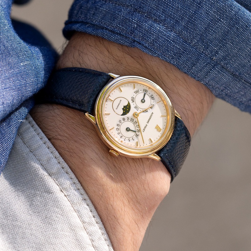 Audemars Piguet Day-Date Moonphase ref. 25589OR in 18k Rose Gold Porcelain Cream Dial with original warranty Paper